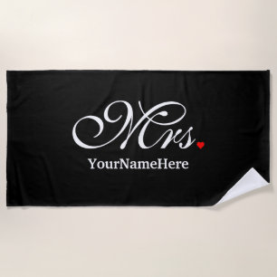 Personalised Mrs. Wife Bride His Hers Newly Weds Beach Towel