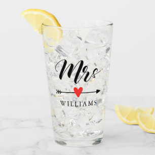 Personalised Mrs. with Heart and Arrow Glass