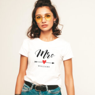 Personalised Mrs. with Heart and Arrow T-Shirt