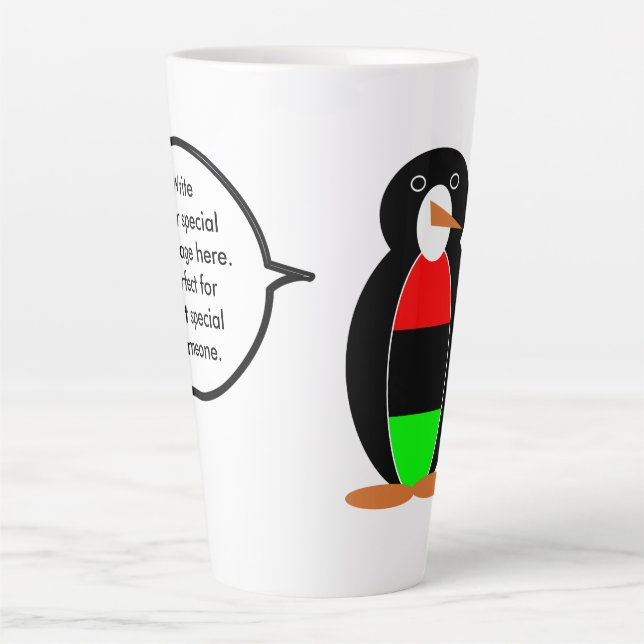Personalised Ms Penguin African Diaspora Talking Latte Mug (Front)