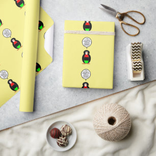 Personalised Ms Penguin African Diaspora Talking Wrapping Paper