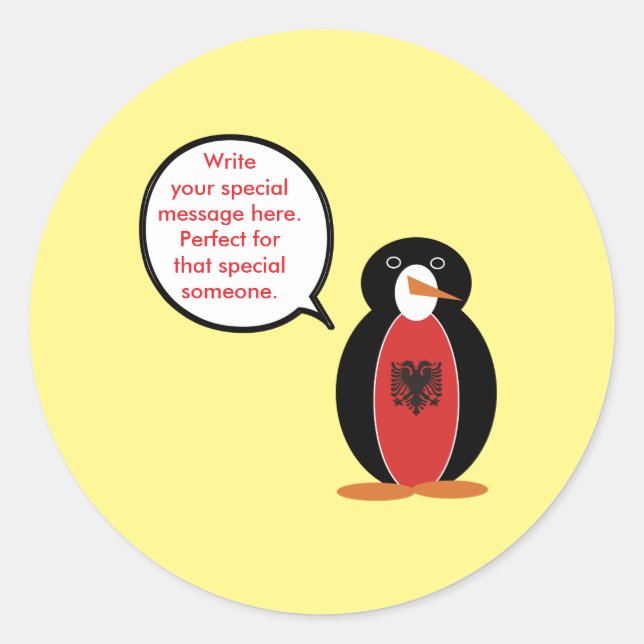 Personalised Ms. Penguin Albania Classic Round Sticker (Front)