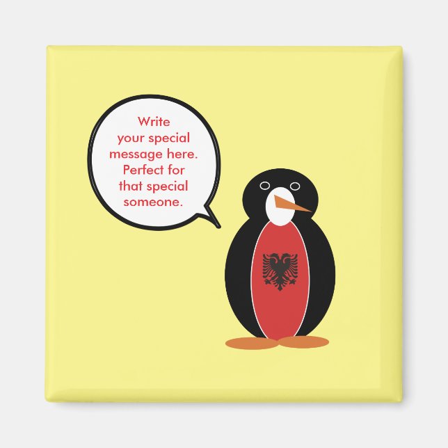 Personalised Ms. Penguin Albania Magnet (Front)