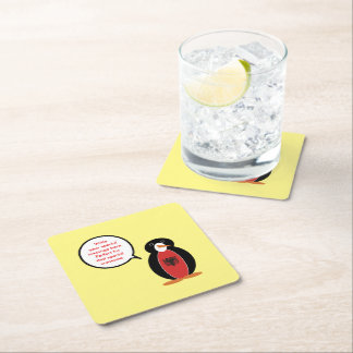 Personalised Ms. Penguin Albania Party Square Paper Coaster