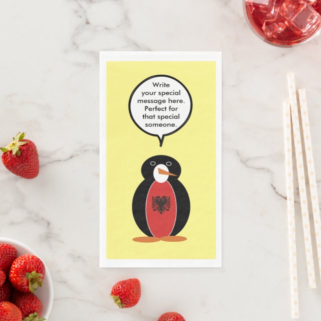 Personalised Ms. Penguin Armenia Napkin (Insitu)