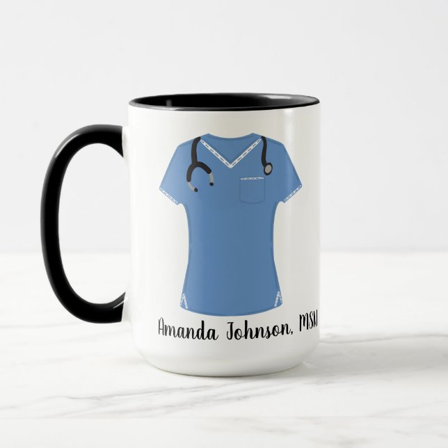 Personalised MSN Blue Scrubs Stethoscope Mug (Left)