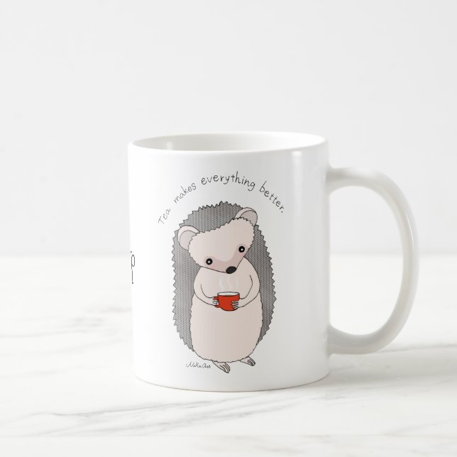 Personalised mug Cute Hedgehog Tea Lover Name Mug (Right)