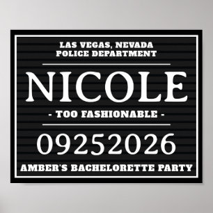 Personalised Mug Shot Signs, Bachelorette Party Poster