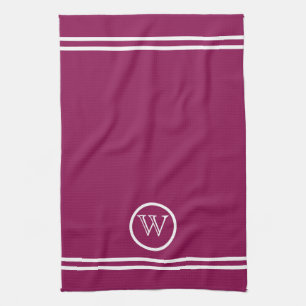 Personalised Mulberry Colour w/ White Lines Tea Towel