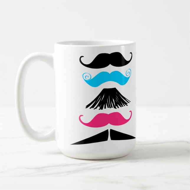 Personalised Multi Colour Moustaches Stache Mug (Left)