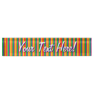 Personalised Multi Colour Rainbow Vertical Stripes Nameplate