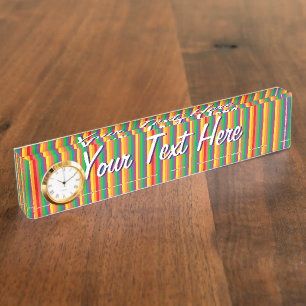 Personalised Multi Colour Rainbow Vertical Stripes Nameplate