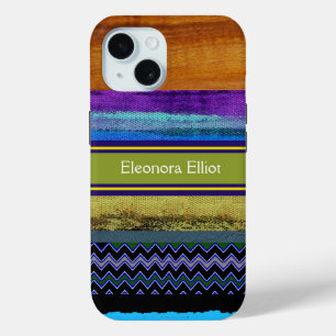 personalised multi colour stripes  iPhone 15 case