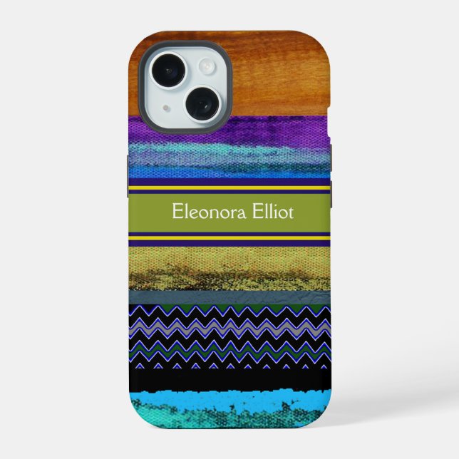 Personalised Multi Colour Stripes  iPhone 15 Case (Back)