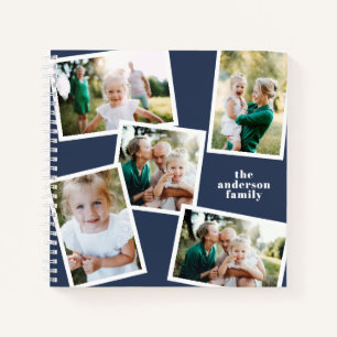 Personalised multi photo blue elegant modern notebook