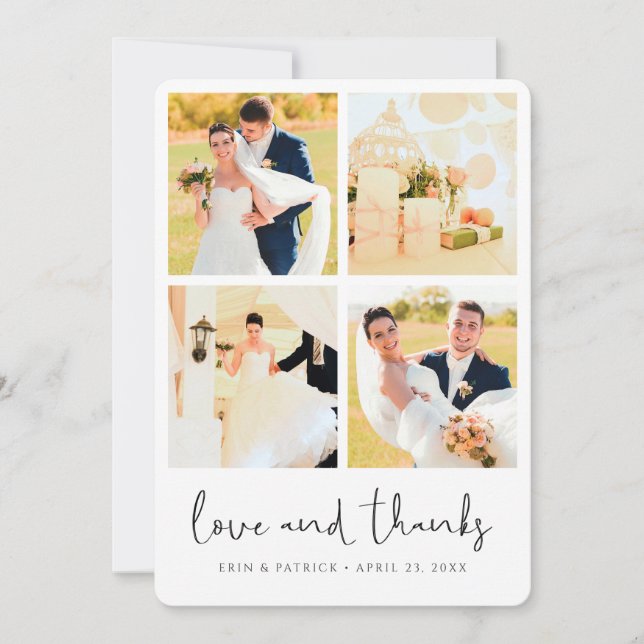 Personalised Multi Photo Collage Wedding Thank You Card (Front)