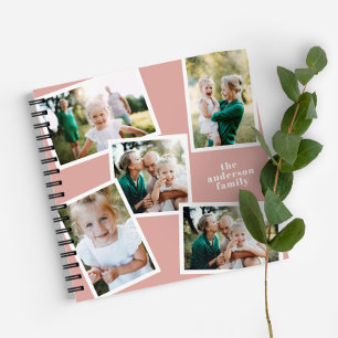 Personalised multi photo pink blush elegant modern notebook