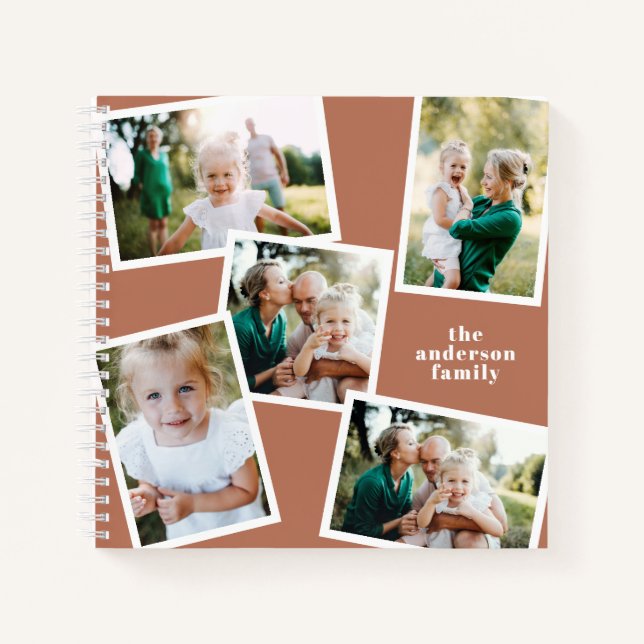 Personalised multi photo terracotta elegant modern notebook (Front)