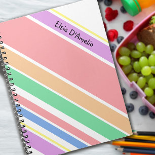 Personalised Multi Stripe Pastel Coloured Notebook