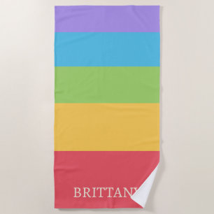 Personalised Multicolor 5 Colour Blocking Beach Towel
