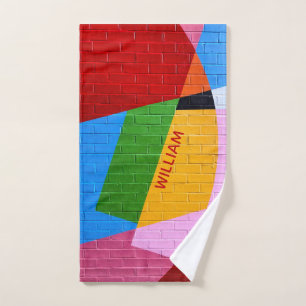 Personalised Multicolor Colours & Shapes Hand Towel