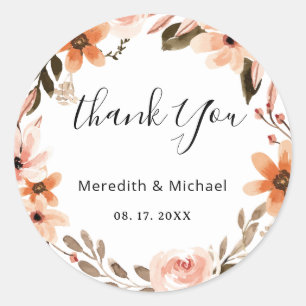 Personalised Multicolor Floral Wreath Classic Round Sticker
