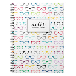 Personalised Multicolor Nerd Glasses Pattern Notebook
