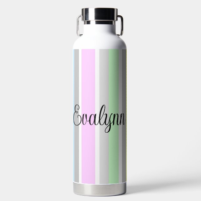 Personalised Multicolor Stripes Water Bottle (Front)