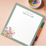 Personalised Multicolored Floral Bouquet Notepad<br><div class="desc">Stylish personalised notepad titled "A Note From (Name)" with a traditional multicolored watercolor floral bouquet image highlighted by hand lettered typography. Your notepad title,  name and choice of fonts can be easily inserted by using Zazzle's design tool.</div>