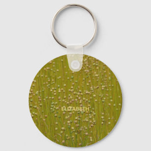 Personalised Multicolored Green Florals Key Ring