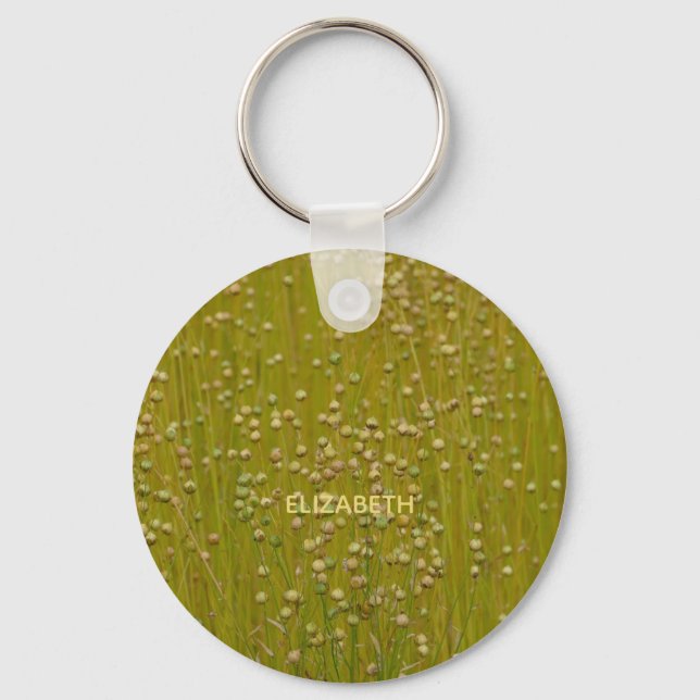 Personalised Multicolored Green Florals Key Ring (Front)