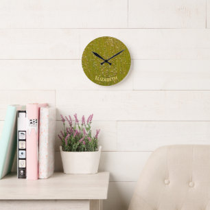 Personalised Multicolored Green Florals Round Clock