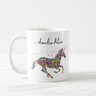 personalised multicolored unicorn coffee mug