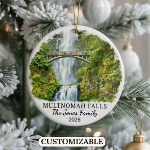 Personalised Multnomah Falls Ornament, Oregon Ceramic Ornament