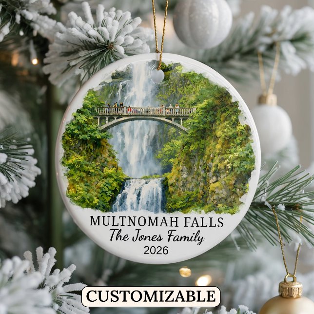 Personalised Multnomah Falls Ornament, Oregon Ceramic Ornament (Creator Uploaded)