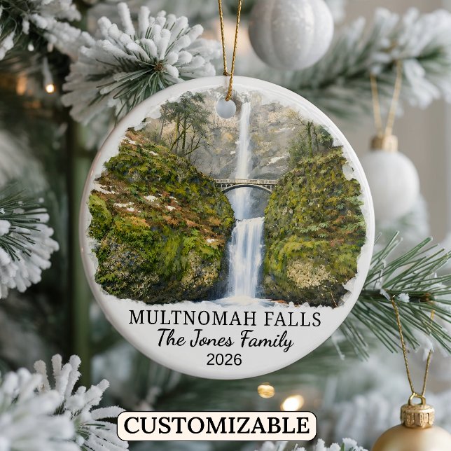 Personalised Multnomah Falls Ornament, Oregon Ceramic Ornament (Creator Uploaded)