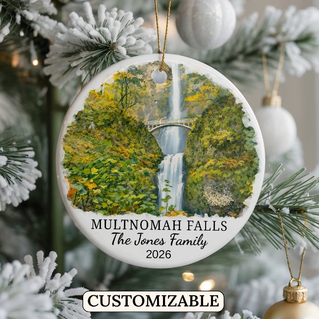 Personalised Multnomah Falls Ornament, Oregon Ceramic Ornament (Creator Uploaded)