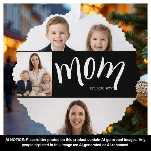 Personalised Mum 4 Photo Collage Kids Tree Decoration Card