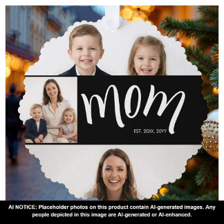 Personalised Mum 4 Photo Collage Kids Tree Decoration Card