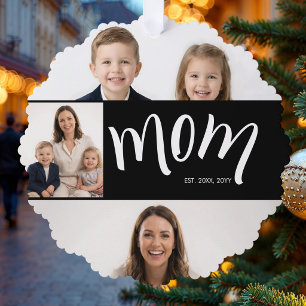 Personalised Mum 4 Photo Collage Kids Tree Decoration Card