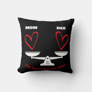 Personalised Mum and Dad Heart Balance Scale Black Cushion