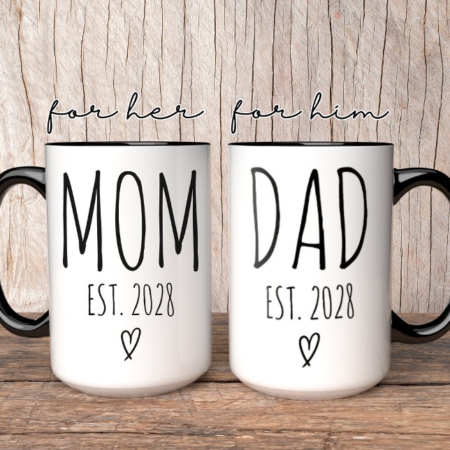 Personalised Mum and Dad Mug, Baby Shower Gift Mug (personalized mom mug, personalized dad mug, mom and dad mug, custom parent mug, new parents gift,)