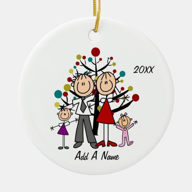 Personalised Mum, Dad, Girl, Toddler Girl Ceramic Ornament (Front)