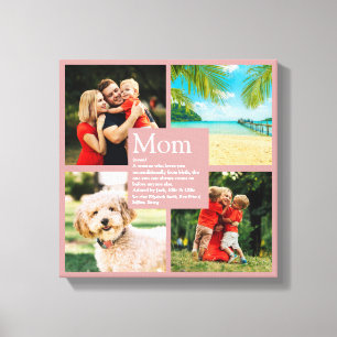 Personalised Mum Definition 4 Photo Blush Pink Canvas Print