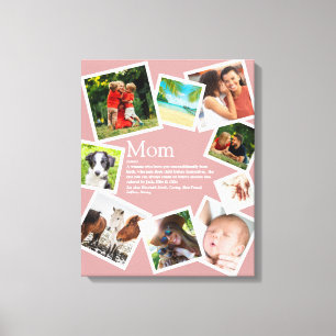 Personalised Mum Definition 9 Photo Blush Pink Canvas Print