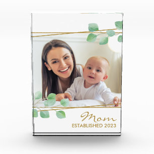 Personalised Mum Established 20XX Gold Elegant Photo Block