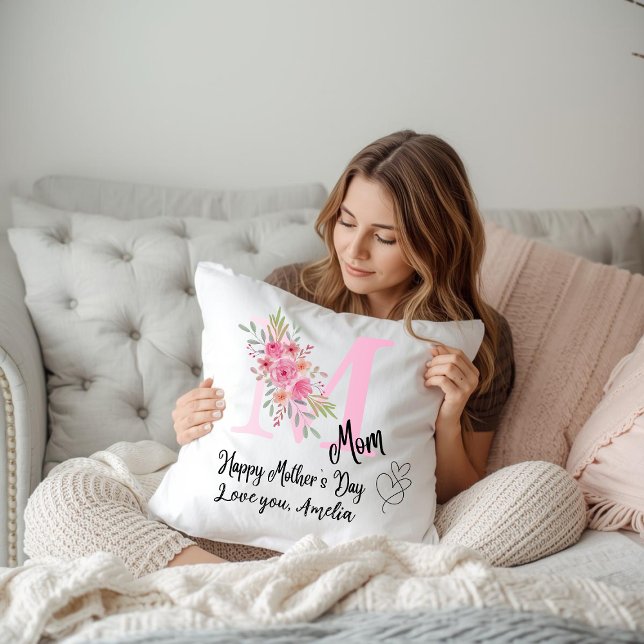 Personalised Mum Initial Throw Pillow (Creator Uploaded)