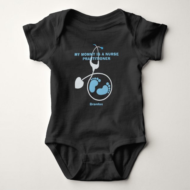 Personalised Mum is Nurse Practitioner Stethoscope Baby Bodysuit (Front)