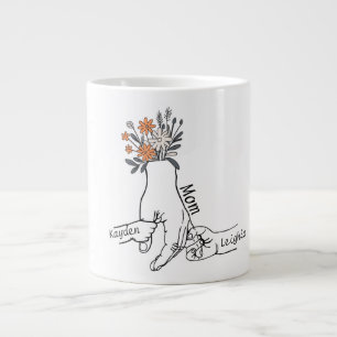 Personalised Mum & Kids Hands Large Coffee Mug