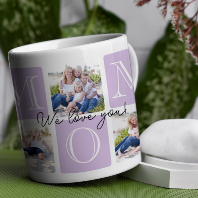 Personalised Mum Love 7 Photo Collage Coffee Mug (Celebrate mom with a timeless and elegant design that’s as special as she is!)